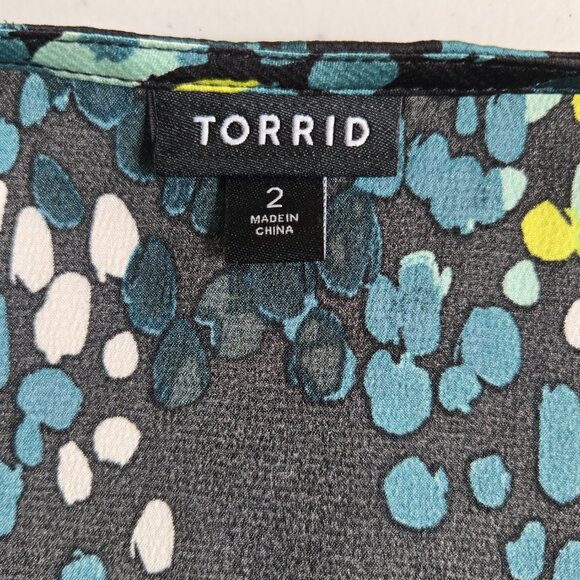 718-6 Torrid Bubble Charm Flutter sleeve Black & Green midi Dress Size 2 18/20 - Picture 11 of 14